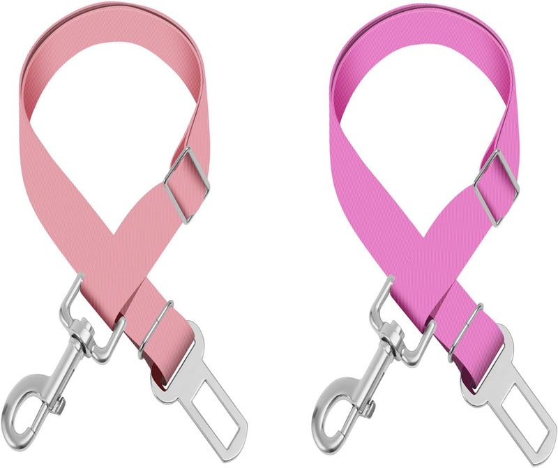 HCYPCV Adjustable pet cat and Dog car seat Belt The Lanyard is Flexible and Adjustable from 20 to 33 inches(Pink + Purple) - Image 1